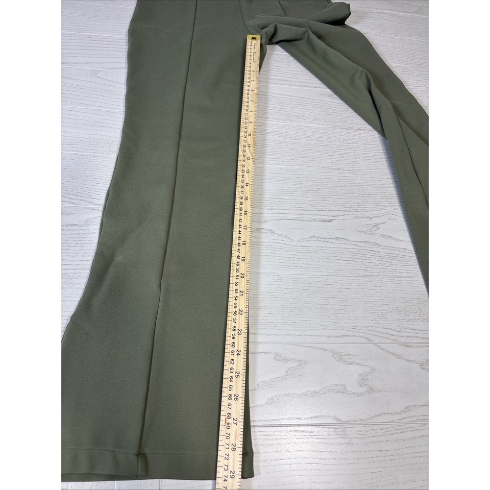 Abercrombie & Fitch Green Trousers Pants Pleated Split Hem Flare-Bottom Size L - Picture 9 of 12